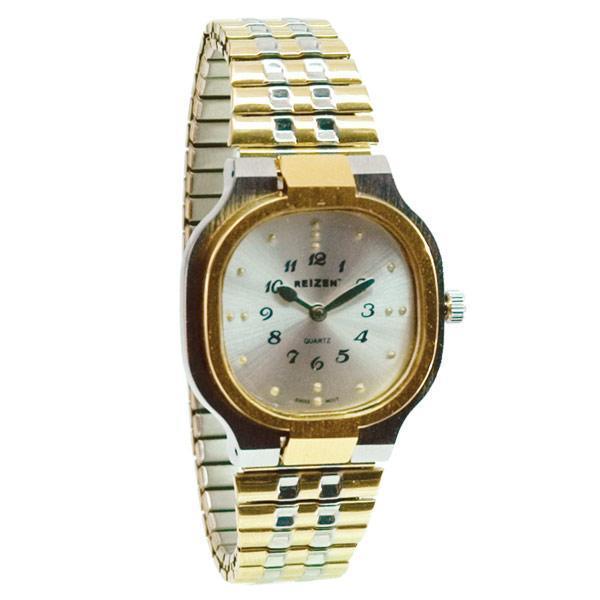 Reizen Ladies and Mens Two Tone - Square Braille Watch - Exp Band - The Low Vision Store