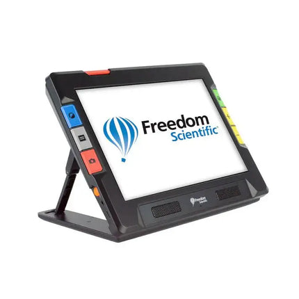 RUBY 10 Portable Video Magnifier, non-speech, for low vision, showcasing touchscreen and controls.