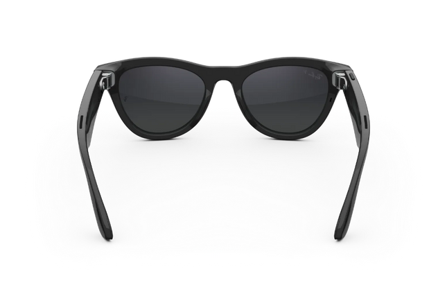 Ray-Ban Meta smart glasses front view displaying stylish black frame and lenses.