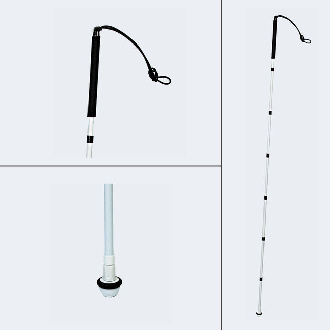 Slimline Graphite Mobility Cane with standard handle and metal tip for lightweight support.