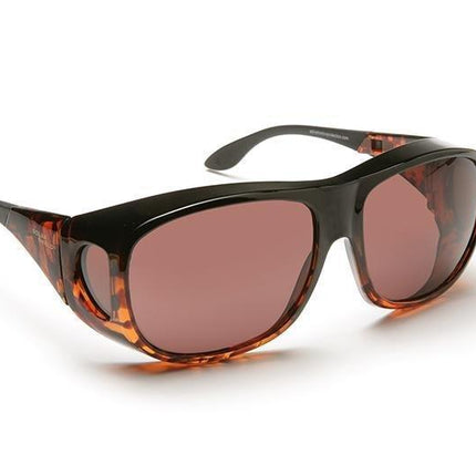 low vision solar shield filters in plum color, stylish sunglasses designed for low vision patients.