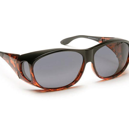 Solar Shield Filters for low vision - stylish sunglasses in black and tortoiseshell frame.