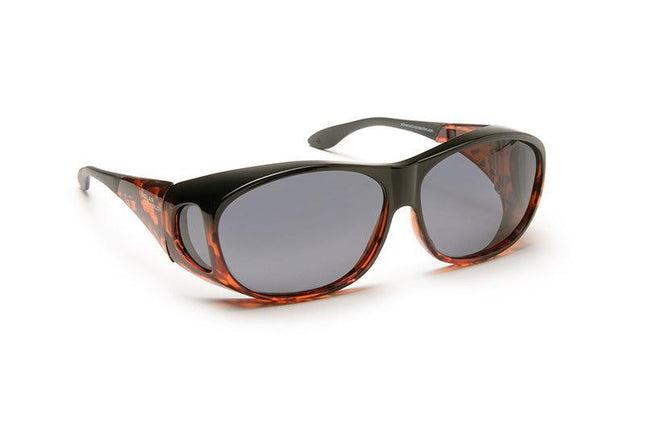 Solar Shield Filters for low vision - stylish sunglasses in black and tortoiseshell frame.