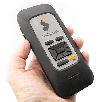 StellarTrek AI-powered OCR assistant handheld device with tactile buttons for navigation.