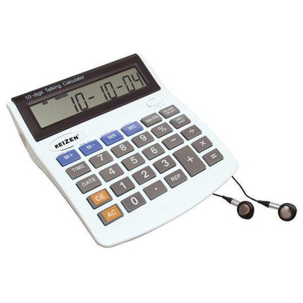 Talking large display calculator with large keypad and earphones, perfect for low vision users.