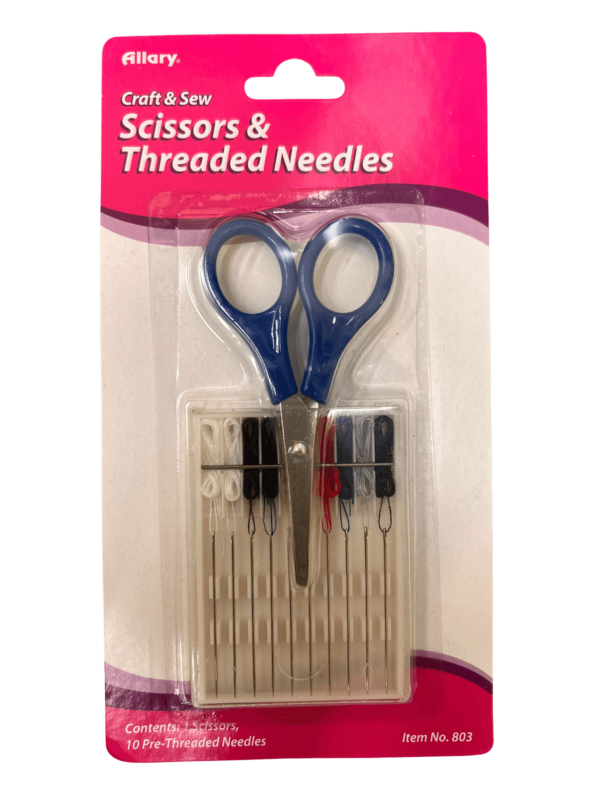 Threaded Needles (10pcs) With Scissors - The Low Vision Store