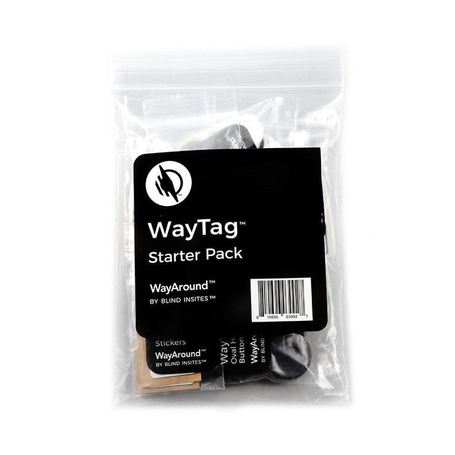 Way Around Starter Pack in a transparent bag featuring various WayTag products and branding.