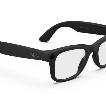 Ray-Ban Meta smart glasses displayed on a soft surface, showcasing their sleek design and innovative technology.