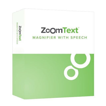 ZoomText Magnifier| Reader packaging, designed for low vision users with integrated speech features.