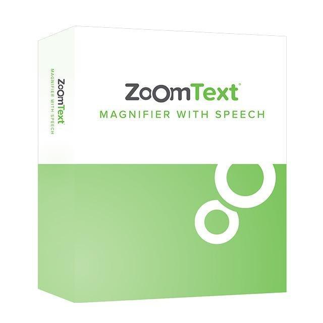 ZoomText Magnifier| Reader packaging, designed for low vision users with integrated speech features.